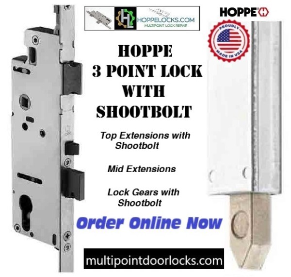 2406514 Hoppe 3 point multipoint door lock with shootbolt