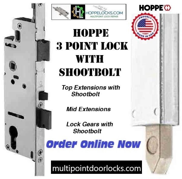 2406514 Hoppe 3 point multipoint door lock with shootbolt