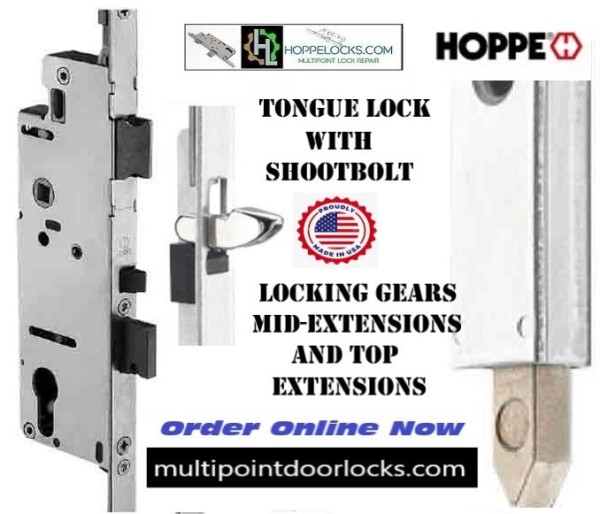 Hoppe Multipoint locks with tounge and shootbolt, top and mid extension to replace your broken locks