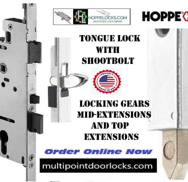 Hoppe Multipoint locks with tounge and shootbolt, top and mid extension to replace your broken locks