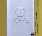 Hoppe multipoint lock insignia on edge of door